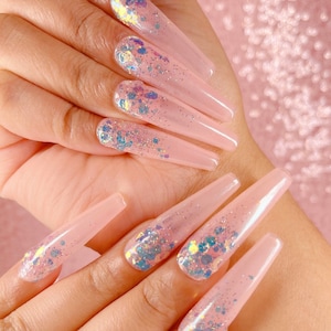 Siren | Glossy Press-Ons | Durable | All Lengths| High-Quality | Reusable| Custom Design| Trendy & Affordable Nail Art| Glam| High Gloss