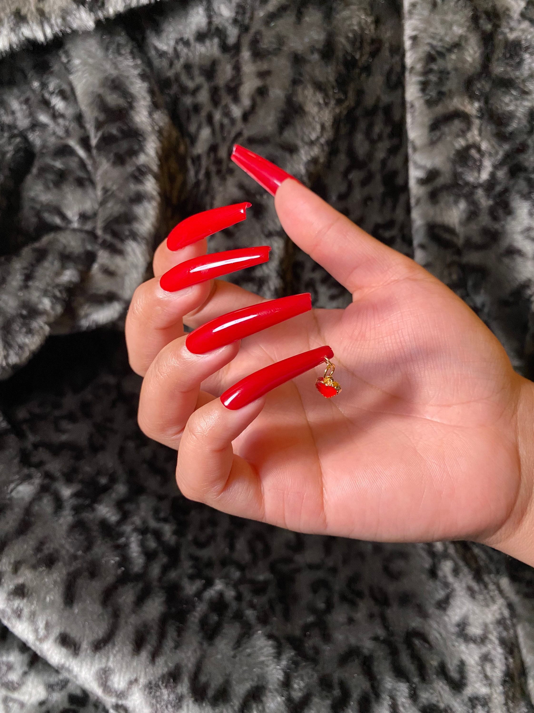 Valentine Luxury Nails high Gloss gel Press on Nails Fake | Etsy