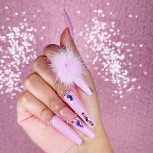 Major Drama High Gloss Gel Press On Nails XL Long Long Medium Short Detachable Pom Pom Gel Nails Press Ons image 6