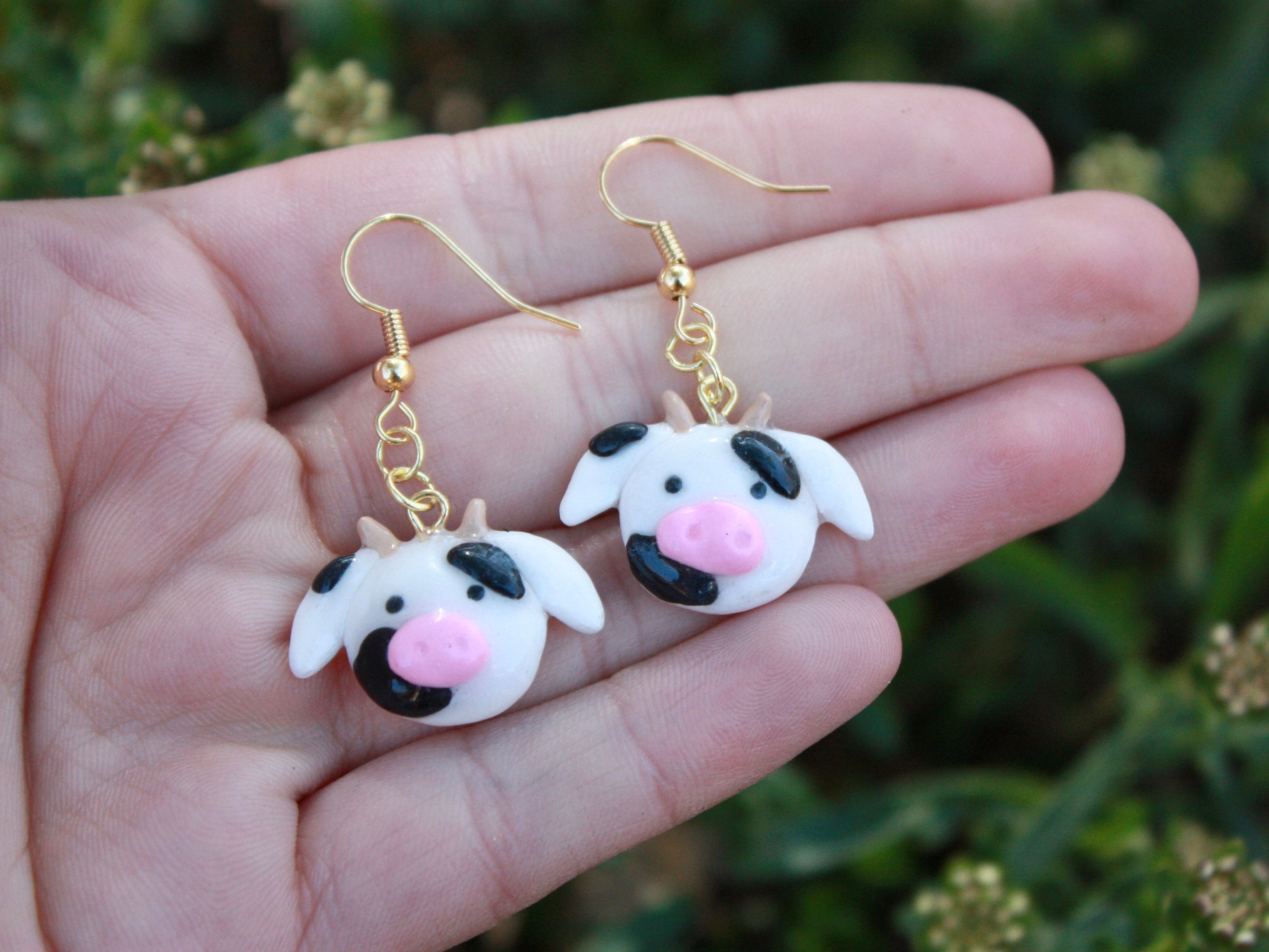 Cow Earrings-Dangly Earrings-Cows-Polymer Clay Earrings | Etsy
