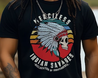 Kortärmad t-shirt med citat om självständighetsförklaringen från Merciless Indian Savages unisex