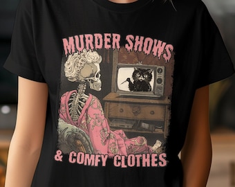 True Crime-tröja för kvinnor, jag gillar mordprogram, bekväma kläder, t-shirt för True Crime-junkie, rolig True Crime-gåva, True Crime-tröja, rörig knut
