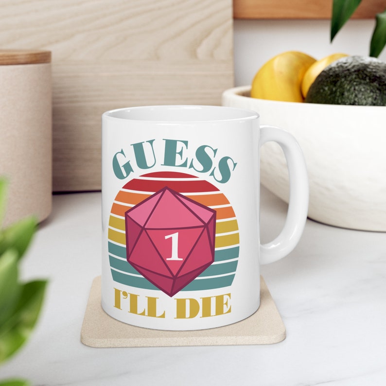 DnD-mugg, Gissa att jag kommer att dö rolig kaffemugg, Meme-mugg, Gamer-mugg, RPG-mugg, Dungeons and Dragons-mugg, D&D-mugg, D och D-present, D20-mugg bild 6