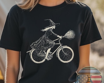 Häxa på cykel, häxor, cykling, unisex t-shirt, sweatshirt
