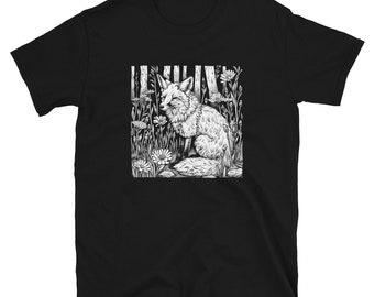 Vintage Folklore Fox Wildflower Forest Cottagecore Aesthetic Unisex T-Shirt