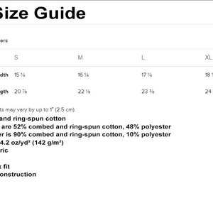 May include: Kids size guide chart with measurements in inches and centimeters for width and length. Sizes include S, M, L, and XL.  Product measurements may vary by up to 1 inch (2.5 cm).  100% combed and ring-spun cotton. Heather colors are 52% combed and ring-spun cotton, 48% polyester. Athletic Heather is 90% combed and ring-spun cotton, 10% polyester. Fabric weight: 4.2 oz/yd&sup2; (142 g/m&sup2;). Pre-shrunk fabric. 32 singles. Relaxed unisex fit. Side-seamed construction.