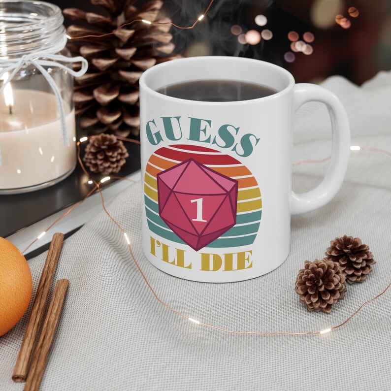 DnD-mugg, Gissa att jag kommer att dö rolig kaffemugg, Meme-mugg, Gamer-mugg, RPG-mugg, Dungeons and Dragons-mugg, D&D-mugg, D och D-present, D20-mugg bild 5