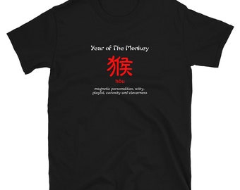 Kortärmad unisex-t-shirt med apans år och kinesiska zodiaken