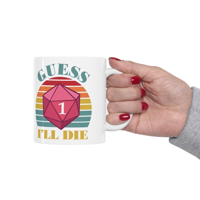 DnD-mugg, Gissa att jag kommer att dö rolig kaffemugg, Meme-mugg, Gamer-mugg, RPG-mugg, Dungeons and Dragons-mugg, D&D-mugg, D och D-present, D20-mugg bild 10