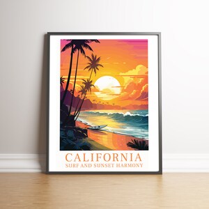 Dive into the captivating world of Surf and Sunset Harmony - Premium Matte Vertical Posters