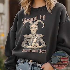 Bound by Horns and Fate, Black Phillip Gothic Goat Lover Unisex Comfort Colors T-Shirt, Sweatshirt