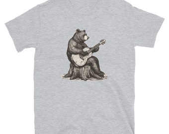 Bear Playing Guitar Nature Lover Short-Sleeve Unisex T-Shirt
