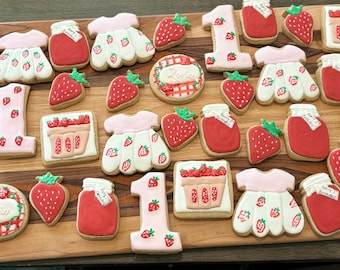 first birthday decorated sugar cookies/berry birthday