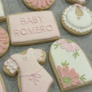 Baby-Mädchen-Duschethema verzierte Kekse, Blumen