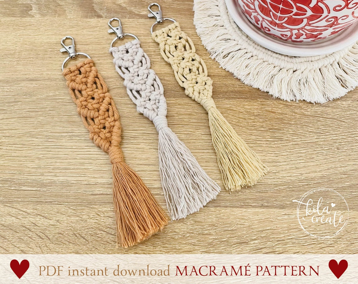 Macrame Key Chain PDF Pattern Tutorial Instant Download Free - Etsy