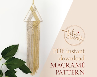 Macrame Wall Hanging PDF Pattern Tutorial Instant Download Free Macrame Knot Guide | Triangle Boho Wall Hanging | Dreamcatcher