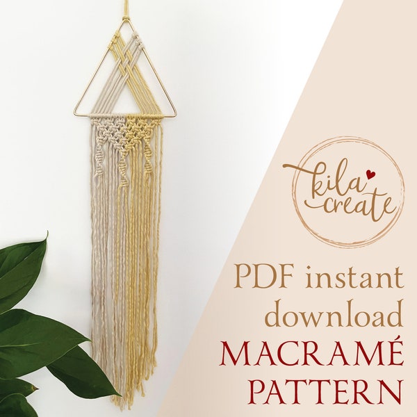Macrame Wall Hanging PDF Pattern Tutorial Instant Download Free Macrame Knot Guide | Triangle Boho Wall Hanging | Dreamcatcher