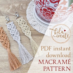 Makramee Schlüsselanhänger PDF Muster Anleitung Sofort-Download Kostenlos Macrame Knot Guide | Justine Boho Schlüsselanhänger | Schlüsselanhänger | Taschenanhänger