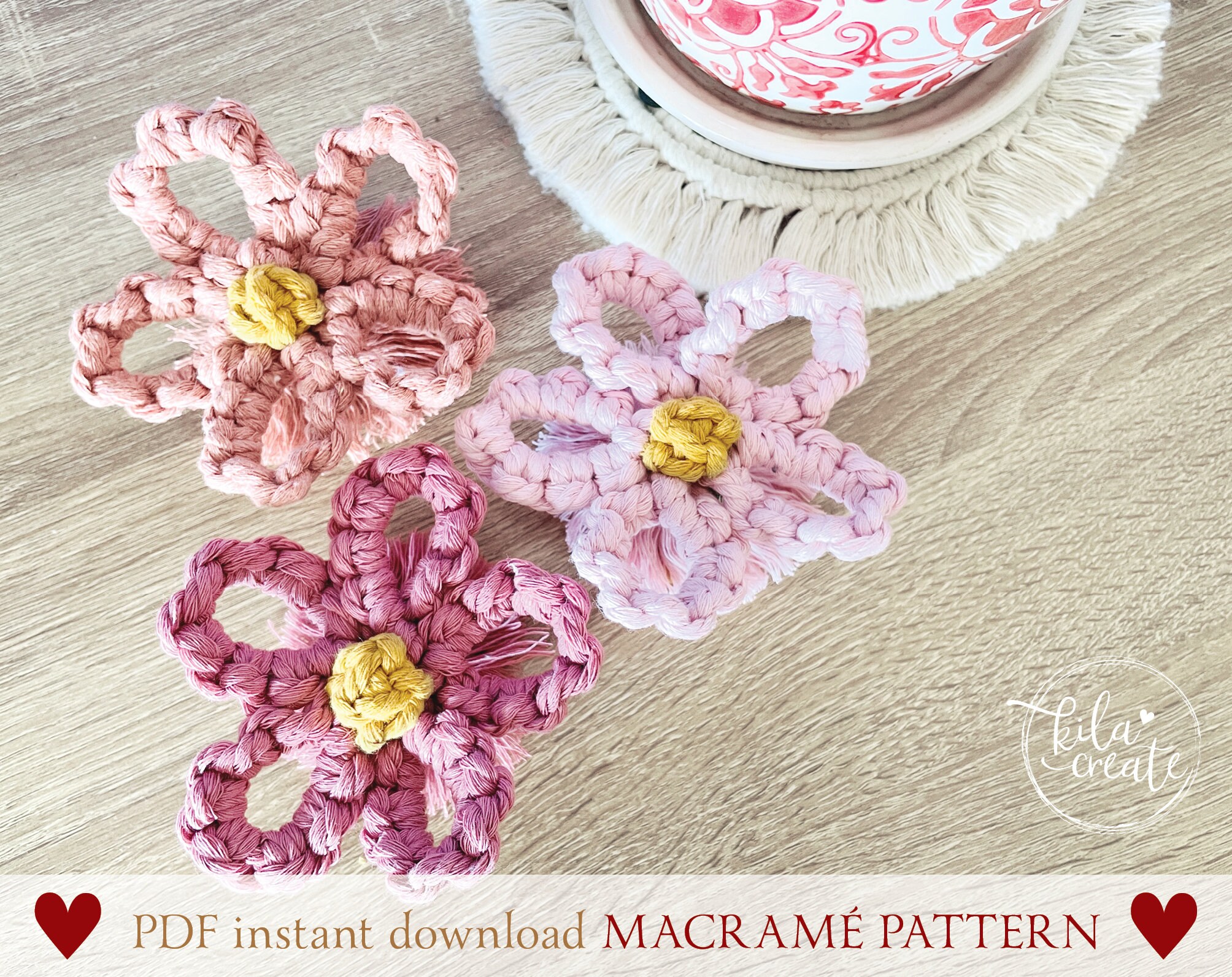 Macrame Flower Lavender PDF Pattern Tutorial Instant Download Free ...