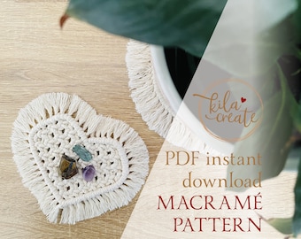 Macrame Heart Coaster PDF Pattern Tutorial Instant Download Free Macrame Knot Guide | Boho | Plant Trivet | Valentines Day Gift