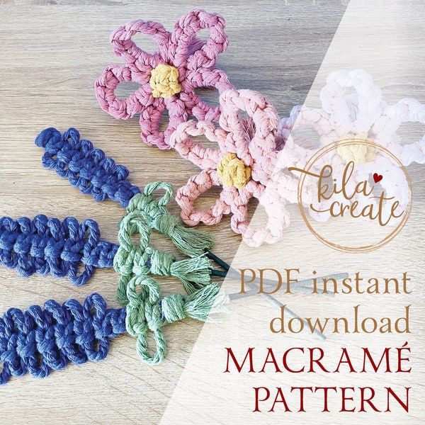 Macrame Flower Lavender PDF Pattern Tutorial Instant Download Free Macrame Knot Guide | Boho Decoration | Two Patterns for Beginners