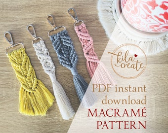 Macrame Key Chain BUNDLE PDF Pattern Tutorial Instant Download Free Macrame Knot Guide | Boho Keychain | Keyring | Bag Charm