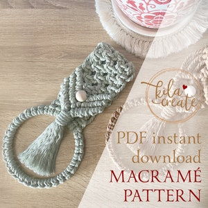 Cabide de toalha Macrame Tutorial de padrão em PDF Download instantâneo | Guia gratuito de nó de macramê | Decoração Boho | Porta-toalhas de cozinha