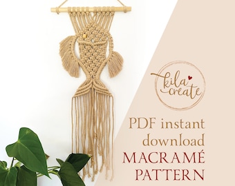 Macrame Fish Wall Hanging PDF Pattern Tutorial Instant Download Free Macrame Knot Guide | Boho Wall Hanging | Fibre Art Wall Hanging