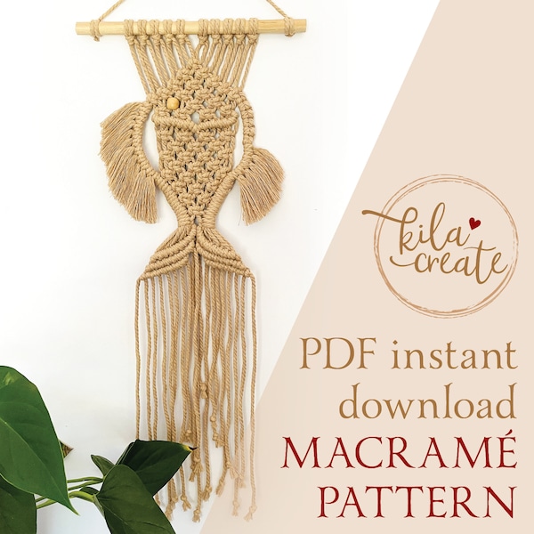 Macrame Fish Wall Hanging PDF Pattern Tutorial Instant Download Free Macrame Knot Guide | Boho Wall Hanging | Fibre Art Wall Hanging