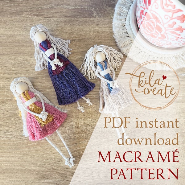 Macrame Doll PDF Pattern Tutorial Instant Download | Free Macrame Knot Guide | Boho Tassel Decoration | Macrame Pattern for Beginners