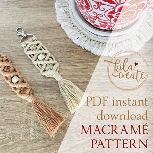 Macrame Key Chain with beads PDF Pattern Tutorial Instant Download Free Macrame Knot Guide | Boho Keyring | Bag Charm