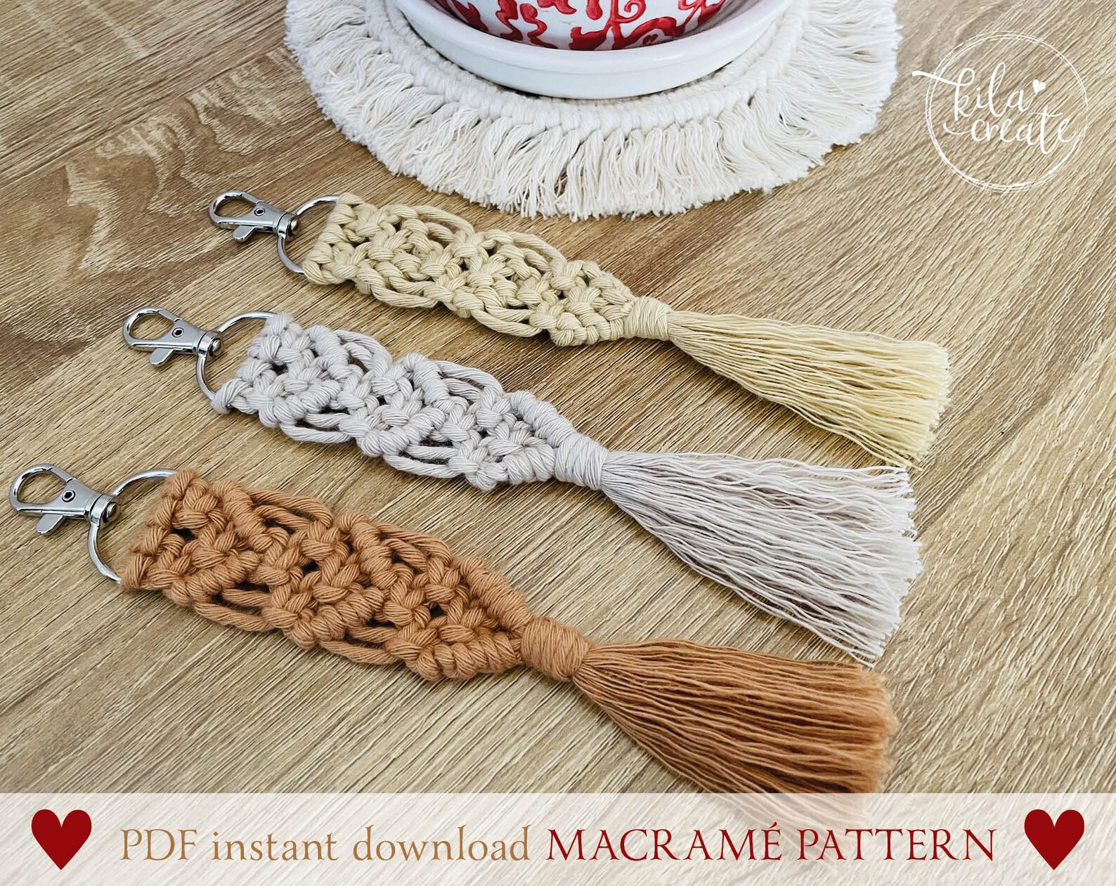 Macrame Key Chain PDF Pattern Tutorial Instant Download Free Macrame ...