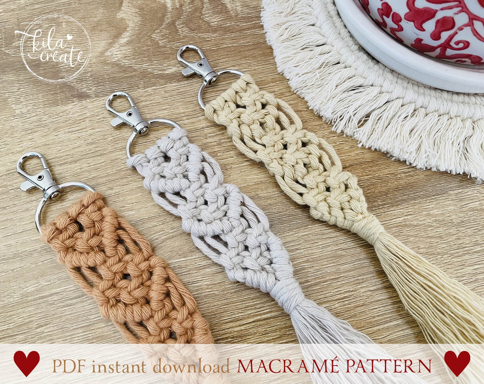 Macrame Key Chain PDF Pattern Tutorial Instant Download Free Macrame ...