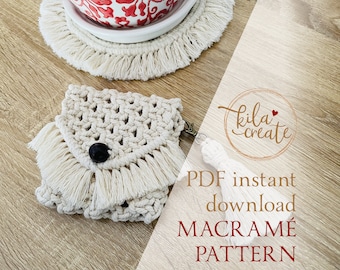 Macrame Pouch Bag PDF Pattern Tutorial Instant Download Free Macrame Knot Guide | Macrame Keepsake Pouch | Boho Bag