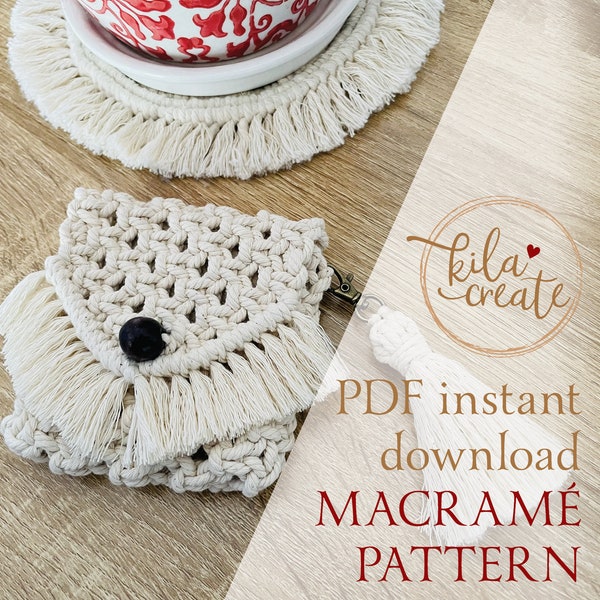 Macrame Pouch Bag PDF Pattern Tutorial Instant Download Free Macrame Knot Guide | Macrame Keepsake Pouch | Boho Bag