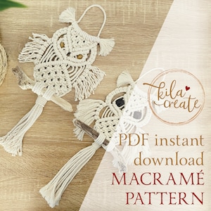 Macrame Owl Wall Hanging PDF Pattern Tutorial Instant Download Free Macrame Knot Guide | Oliver and Oliviana Boho Owls | Macrame Owl Pattern