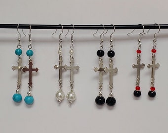 Silver Cross Earrings - Religious Earrings - Cross Earrings