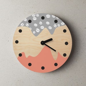 Minimalist Coffee Bean Wall Clock: Orange & Gray Kitchen Decor
