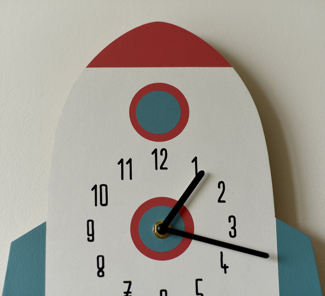 Rocket personalized wall clock Childrenroom clock Kids rocket Etsy