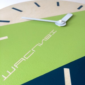 Chartreuse wall clock Unique wooden clock Personalized wall clock Modern wall clock image 5