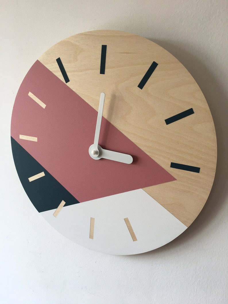 Chartreuse wall clock Unique wooden clock Personalized wall clock Modern wall clock image 10