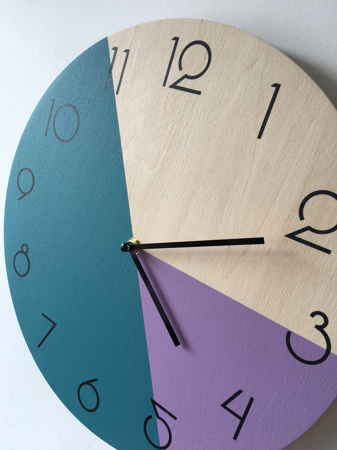 Modern Wall Clock Color Blocked Clock Deep Teal Blue Clock - Etsy