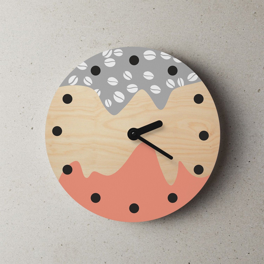 Coffee Wall Clock Coffee Lovers Gift Coffee Beans Decor Kitchen Clock