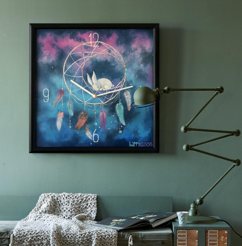 Dreamcatcher wall clock Kids wall art Nursery clock Girl clock | Etsy