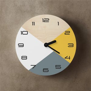 Minimalist Color Block Wall Clock: Modern Scandi Wood Clock - Etsy