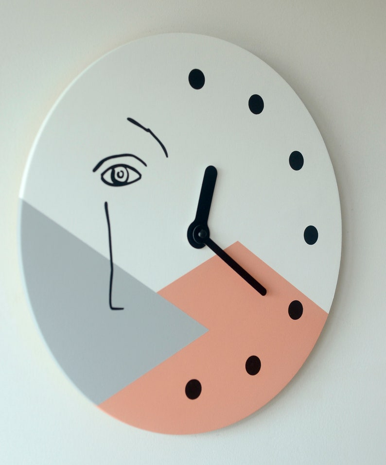 Abstract geometric wall clock Minimalist wooden clock Etsy
