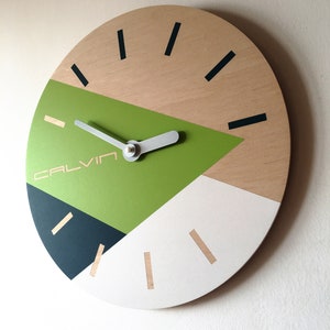 Chartreuse wall clock Unique wooden clock Personalized wall clock Modern wall clock image 3