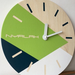 Chartreuse wall clock Unique wooden clock Personalized wall clock Modern wall clock image 4