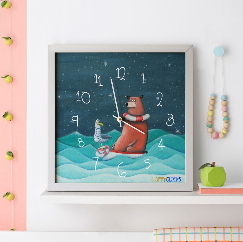 Nursery wall clock Nursery wall art Kids clock with numbers Etsy
