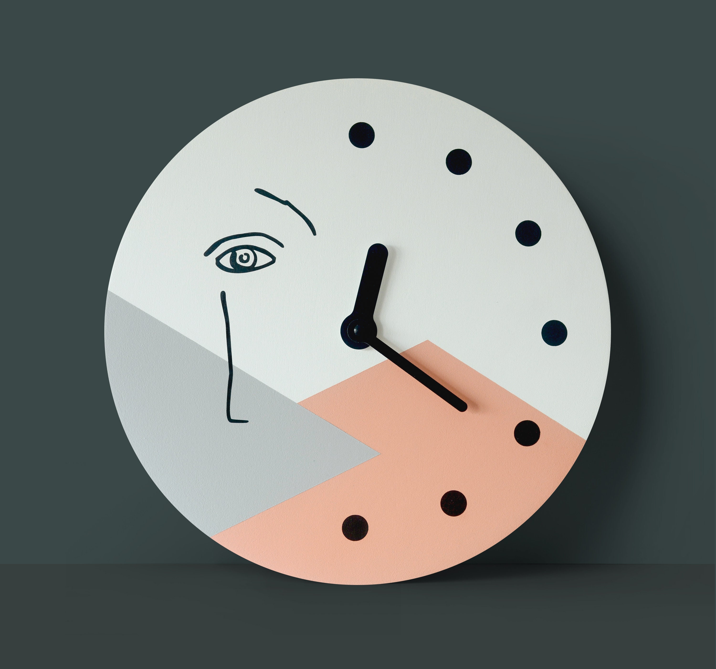 Horloge Murale Géométrique Abstraite Horloge en Bois Minimaliste Art Mural Du Milieu Siècle Grande H